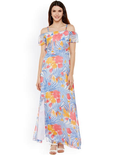 Buy Athena Blue And White Printed Maxi Dress Dresses For Women 1955826