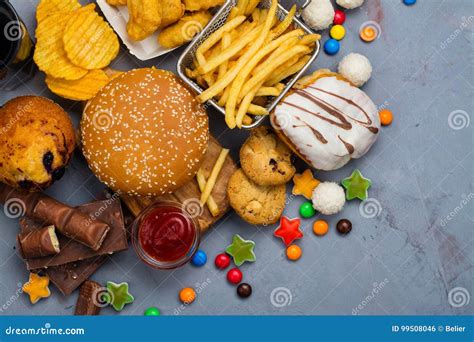 Carbohydrates Food Sources Top View On A Table Royalty Free Stock