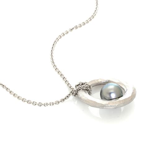 Mikimoto 18k White Gold Black South Sea Pearl Pendant Store Display