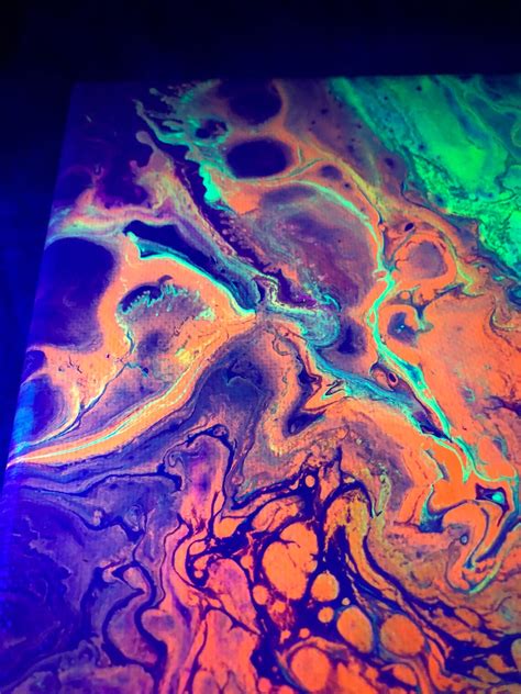 8x8 UV Reactive Acrylic Pour Painting Etsy