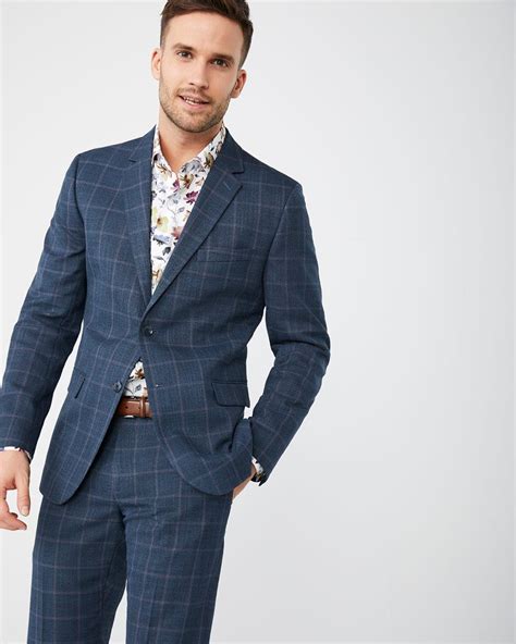 Tailored Fit Windowpane Suit Blazer Rwandco