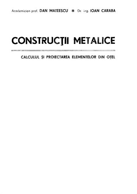 Pdf Constructii Metalice Dan Mateescu Dokumen Tips