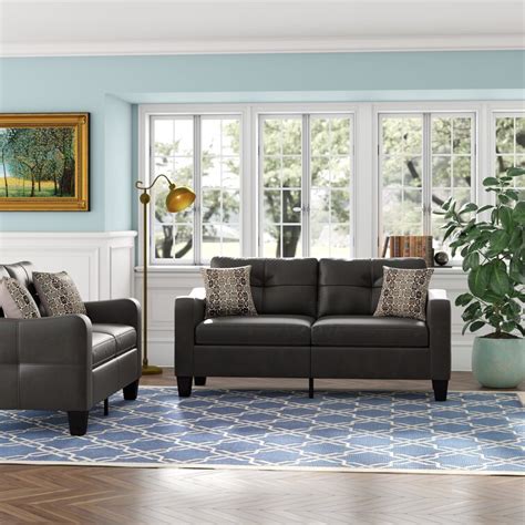 Winston Porter Charli Piece Vegan Leather Living Room Set Reviews