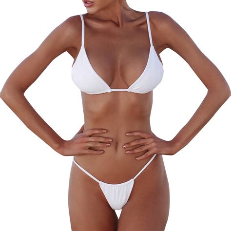 Weloijevbe Tiny Micro G String Thongs Bikini For Women Brazilian Low Rise Thong Bikinis Sets
