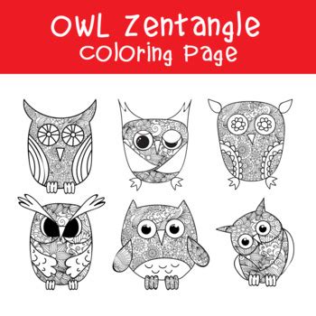 Owl Zentangle Coloring Pages Owl Mandala Flowers And Swirls Coloring