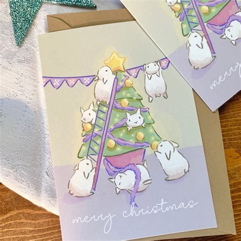 Bunny Christmas Card - Etsy