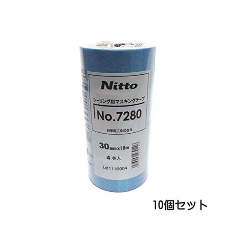 日東電工（nitto） No7280 シーリング用マスキングテープ 30mmx18m（4巻入） 10個セット（養生 テープ 建築塗装