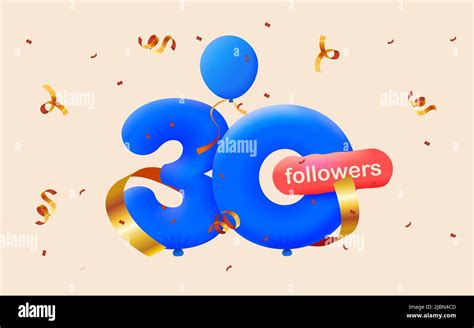 Banner With 30 Followers Thank You In Form Of 3d Blue Balloons And