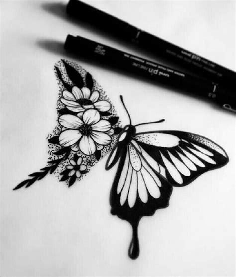 Butterfly Flower Tattoo Stencil - Butterfly Mania