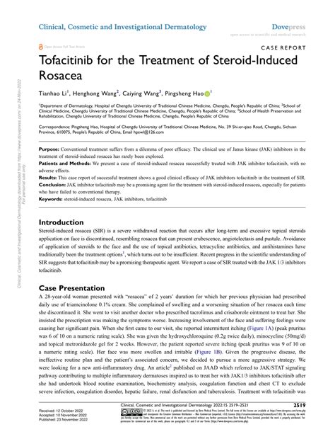 Pdf Tofacitinib For The Treatment Of Steroid Induced Rosacea