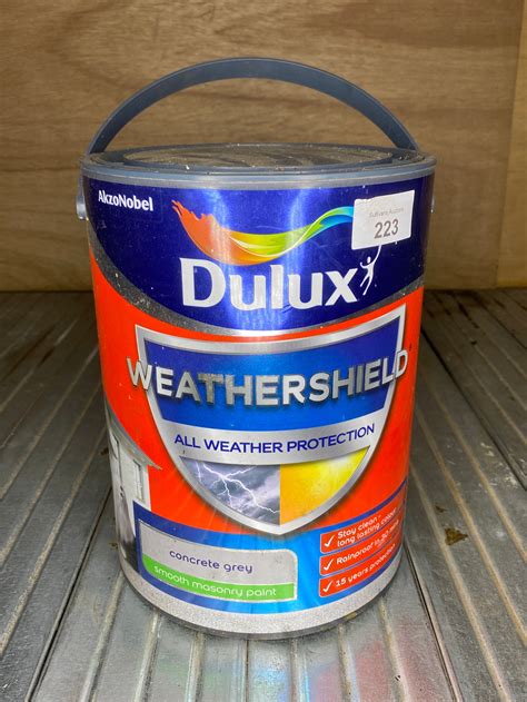 5l Dulux Weathershield Smooth Masonry Paint In Concrete Gray