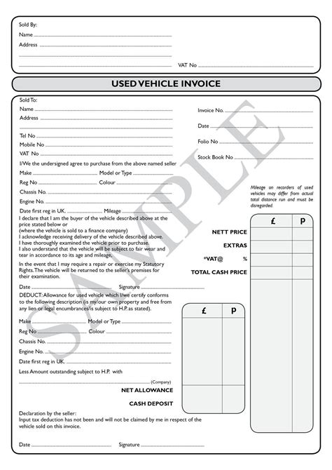 5 X Used Car Vehicle Sales Invoice Pads A4 2 Part Carbonless Ebay