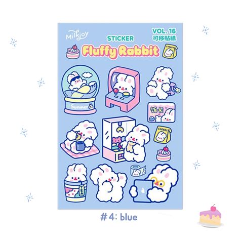 Kawaii Korean Fluffy Rabbit Sticker Sheet 4pcs Cute Cartoon Etsy