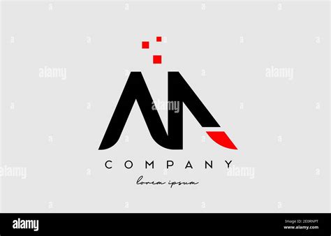 Black Red An A N Alphabet Letter Logo Icon Combination Design For