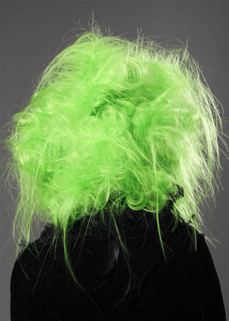 Womens Halloween Neon Green Messy Zombie Wig