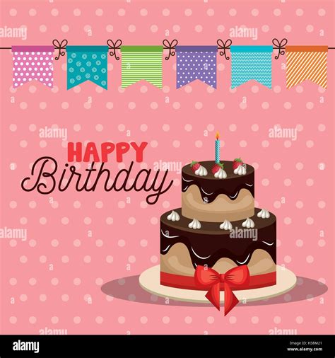 Birthday Cake Dessert Stock Vector Image And Art Alamy