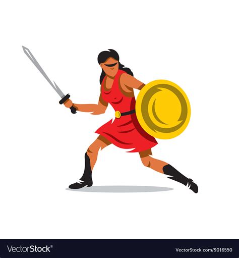 Woman Warrior Cartoon Royalty Free Vector Image