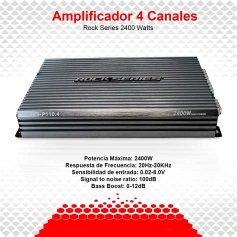 Amplificador 4 Canales Rock Series 2400 Watts Envío gratis