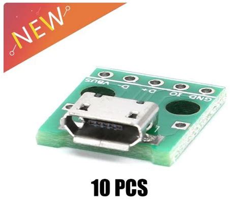 Konektor Micro USB to DIP Adapter 5pin ženski PCB 2 54mm SET 10konekto