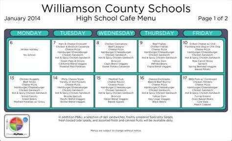 Lunch Menu - Williamson County Schools