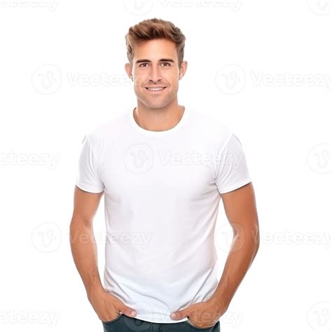 Handsome Business Man In White T Shirt Isolated 30768070 Png