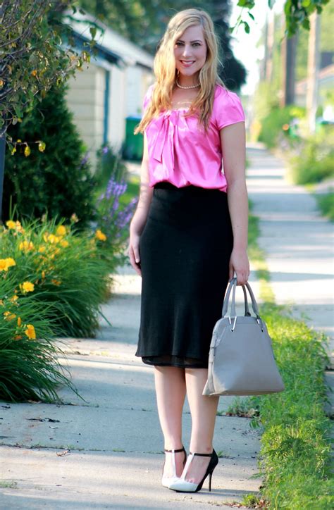 Pink Bow Blouse Midi Skirt Rachel S Lookbook Pink Midi Skirt