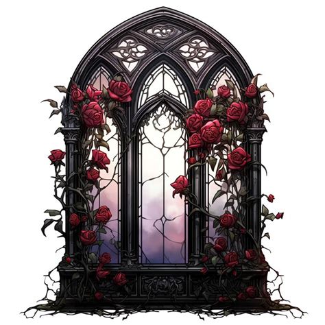 Wundersch Ne Gotische Rosen Gothic Window Clipart Illustration