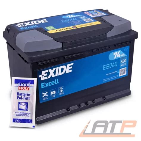 EXIDE AUTOBATTERIE 12V 74Ah STARTERBATTERIE 680A EB740 EXCELL BATTERIE