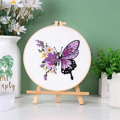 Butterfly Embroidery Kit Beginner Hand Embroidery Cross Stitch Fabric