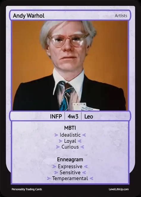 Andy Warhol Enneagram MBTI Personality Type Level Life Up