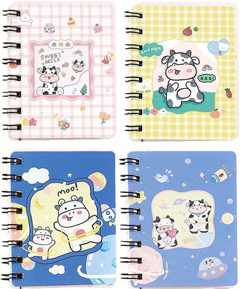 Amazon SHIDESHIN 4 Pack Cute A5 Spiral Notebooks Kawaii Journals