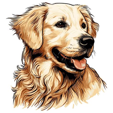 Cute Golden Retriever Chien Dessin Animé Vector Style Fond Blanc