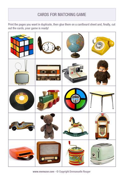 Printable matching game for seniors - Vintage objects - Print and cut ...