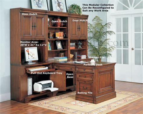 Aspenhome Warm Cherry Executive Modular Home Office Furniture Set