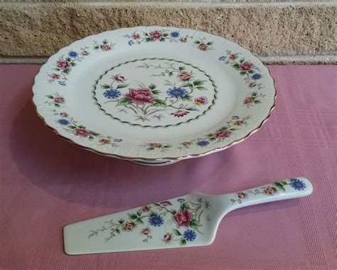 Pedestal Cake Plate And Server Fine China Andrea By Sadek Spring Night Floral Pattern Cupcake