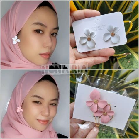 Jual Plumeria Anting Hijab Anting Peniti Anting Korea FREE BOX