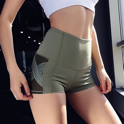 Mermaid Curve Summer 2018 New Women Yoga Shorts Elastic High Waist Side