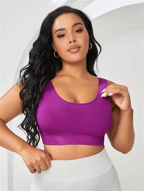 Shein Sport Studio Plus Solid Seamless High Support Sports Bra Shein Usa