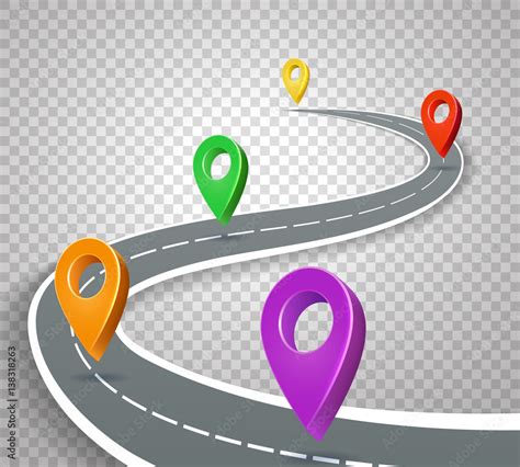 Business Roadmap 3d Pointers On Transparent Background Abstract Road