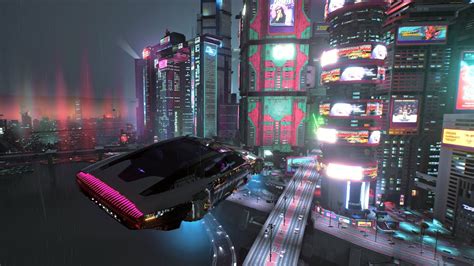 4k Cyberpunk 2077 Ray Tracing Overdrive Flying Car And Walking Tour