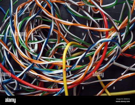 Colorful Cables On A Black Background Abstract Cable Texture Stock