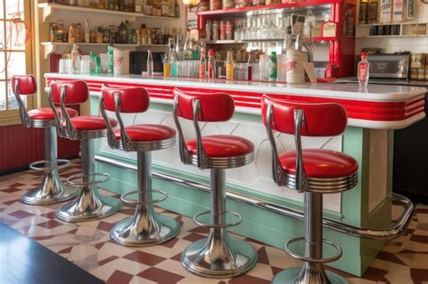 Oldfashioned Soda Fountain Counter With Bar Stools Created With