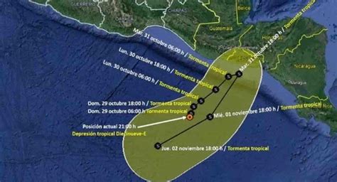 Se forma depresión tropical 19 E al sur de Chiapas causará lluvias