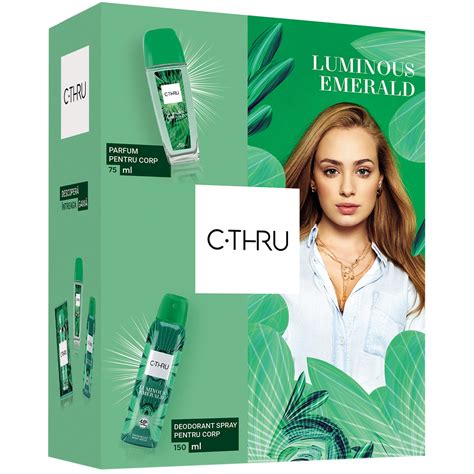 Set Cadou C THRU Luminous Emerald Femei Spray Parfumat De Corp 75