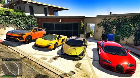 GTA 5 STEALING LUXURY LAMBORGHINI BUGATTI 675LT SUPER CARS WITH