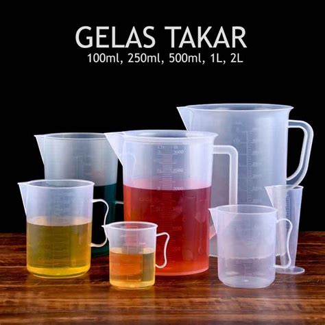 Jual Gelas Takar Plastik Bening 100ml 250ml 500ml Kecil Gelas Ukur