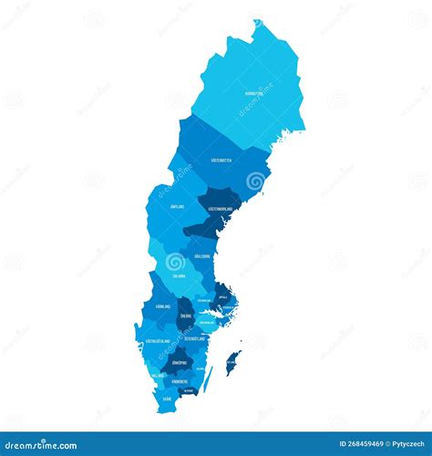 Sweden Political Map Of Administrative Divisions Stock Vector