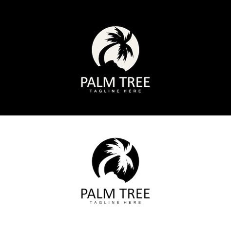 Premium Vector Coconut Tree Logo Palm Tree Sunset Beach Vector