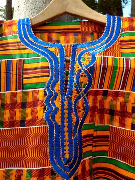 African Dashiki In Orange Kente Print Mens Large Jah Children