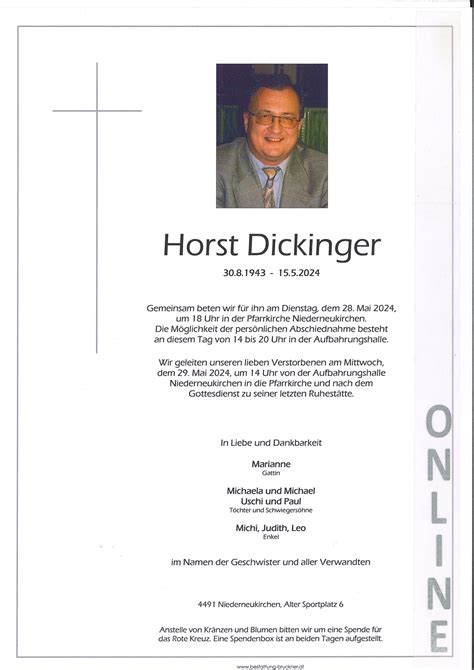 Horst Dickinger Bestattung Bruckner Wolfern Bei Steyr